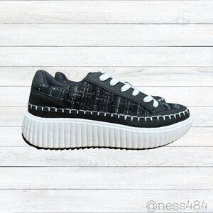NWT Womens Platform Black Sparkle Knit Sneakers / Size 10